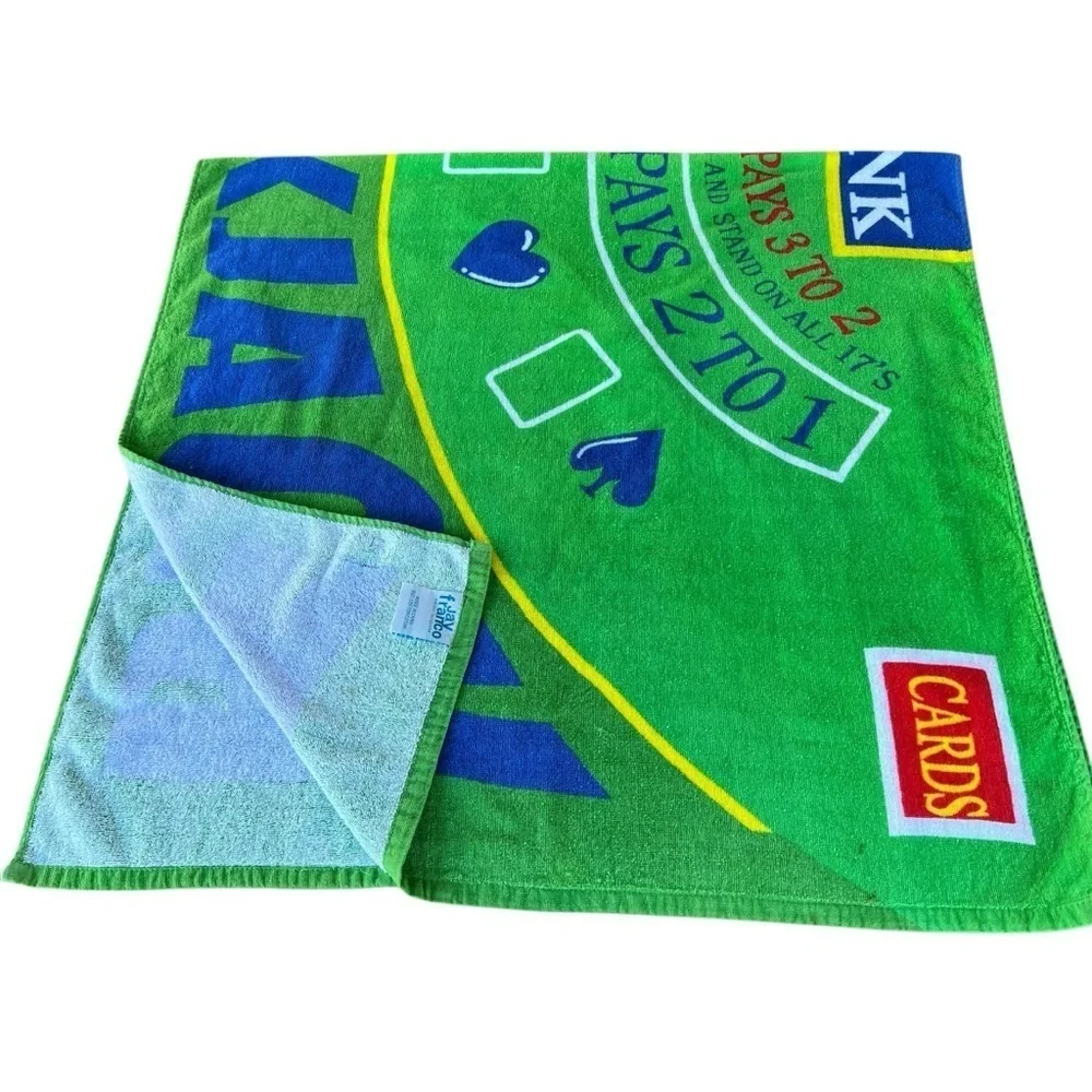 Jay Franco & Sons Blackjack Table Beach Towel Multicolor Cotton 30x59 Y2K HTF
